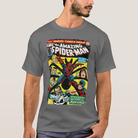 Marvelhe Amazing SpiderMan Comic Book Cover funny Tシャツ (正面)