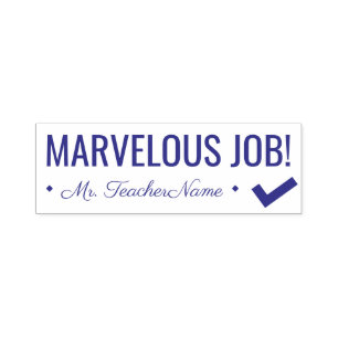 "MARVELOUS JOB!" +先生名ラバースタンプ セルフインキングスタンプ