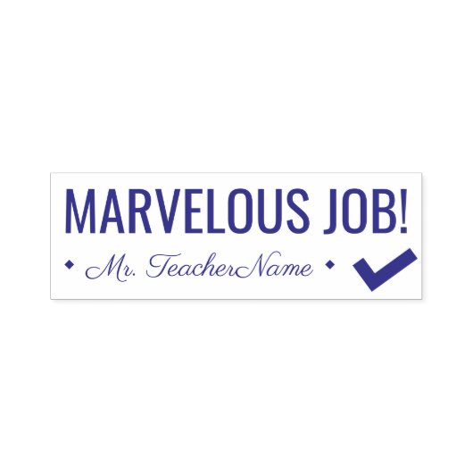 "MARVELOUS JOB!" +先生名ラバースタンプ セルフインキングスタンプ (デザイン)