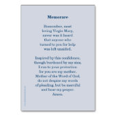 Maryの完全なハート、メモ祈りの言葉カード テーブルナンバー (裏面)