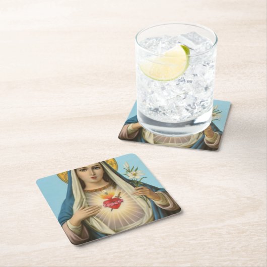 Maryの汚れなきハートOur Ladyの宗教的なイメージ スクエアペーパーコースター (インサイチュ)