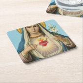 Maryの汚れなきハートOur Ladyの宗教的なイメージ スクエアペーパーコースター (アングル)