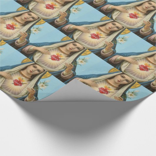 Maryの汚れなきハートOur Ladyの宗教的なイメージ ラッピングペーパー (角)