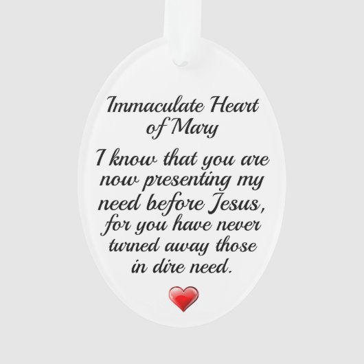 Maryの汚れのないハート – 背面を参照 オーナメント (裏面)