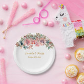 MARYウォーターカラーバラエメラルドグリーン結婚ズ ペーパープレート (パーティー)