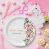 MARYウォーターカラーバラエメラルドグリーン結婚ズ ペーパープレート (パーティー)