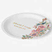 MARYウォーターカラーバラエメラルドグリーン結婚ズ ペーパープレート (アングル)