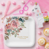 MARYウォーターカラーバラエメラルドグリーン結婚ズ ペーパープレート (パーティー)