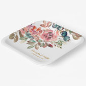 MARYウォーターカラーバラエメラルドグリーン結婚ズ ペーパープレート (傾斜あり)