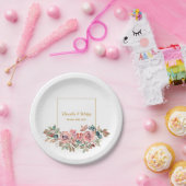 MARYウォーターカラーバラエメラルドグリーン結婚ズ ペーパープレート (パーティー)