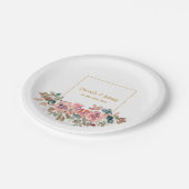 MARYウォーターカラーバラエメラルドグリーン結婚ズ ペーパープレート (アングル)