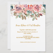 MARYウォーターカラーバラエメラルドグリーン結婚ズ 招待状 (正面)