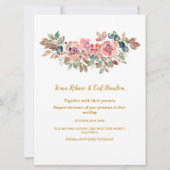 MARYウォーターカラーバラエメラルドグリーン結婚ズ 招待状 (正面)