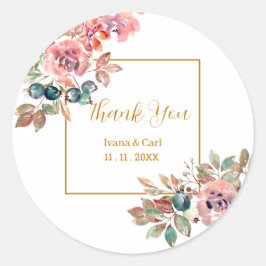 MARY水彩バラエメラルドグリーンラベル ラウンドシール