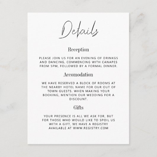 Mary – ミニマル詳細結婚のエンクロージャカード エンクロージャーカード (正面)