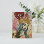 Mary and Angel Mixed Media Collage ポストカード (スタンド正面)