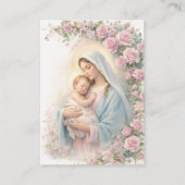 Mary and Jesus Floral Funeral Memorial Holy Card - 名刺 (正面)
