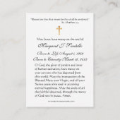 Mary and Jesus Floral Funeral Memorial Holy Card - 名刺 (裏面)