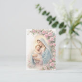 Mary and Jesus Floral Funeral Memorial Holy Card - 名刺 (スタンド正面)
