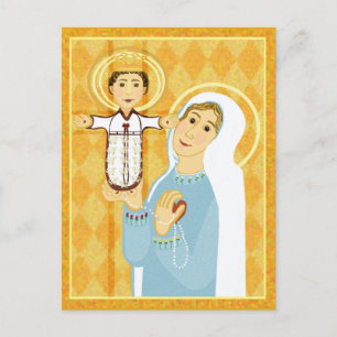 Mary and Jesus modern Catholic icon ポストカード