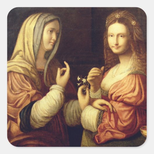Mary and Martha (パネル上の油) スクエアシール (正面)
