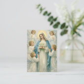 Mary Angels Catholic Funeral Memorial Holy Card - 名刺 (スタンド正面)