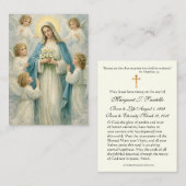 Mary Angels Catholic Funeral Memorial Holy Card - 名刺 (正面/裏面)