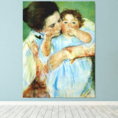 Mary Cassatによる母子 キャンバスプリント (インサイチュ (ウッドフロア))