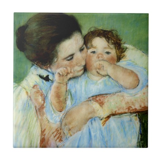 Mary Cassatによる母子 タイル (正面)