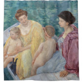 Mary Cassatt – ボートで2人の母親と子供 シャワーカーテン (正面)