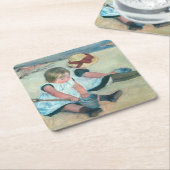 Mary Cassatt – 子供遊ズオンビーチ スクエアペーパーコースター (アングル)