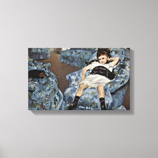 Mary Cassatt -小さな女の子インブルーアームチェア キャンバスプリント (正面)