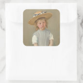 Mary Cassatt – 麦藁帽子の子供 スクエアシール (バッグ)