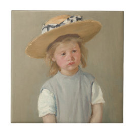 Mary Cassatt – 麦藁帽子の子供 タイル