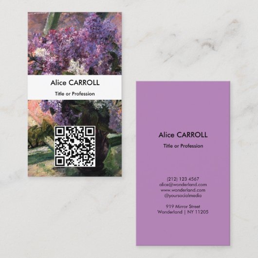 Mary Cassatt - Lilacs in a Window - QRコード 名刺 (正面/裏面)