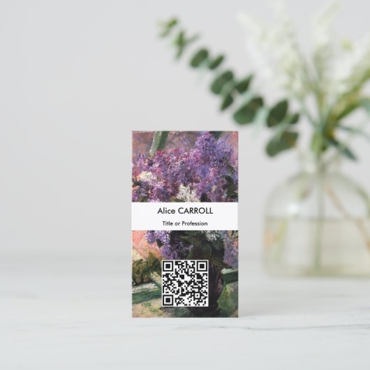 Mary Cassatt - Lilacs in a Window - QRコード 名刺 (スタンド正面)