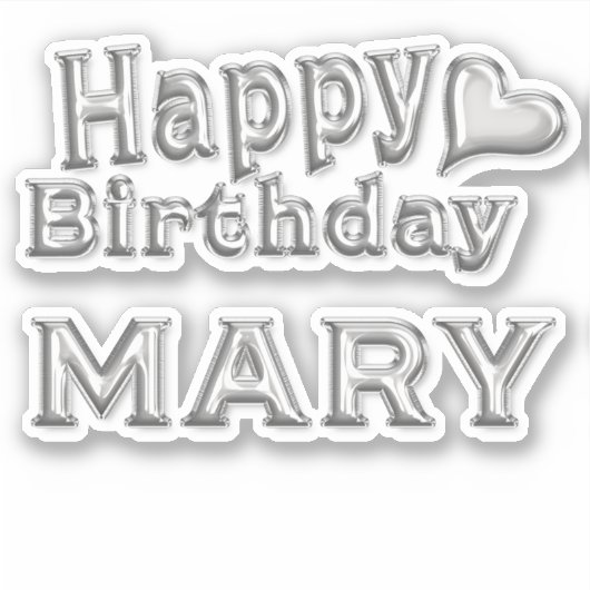 Mary Happy Birthday silver Aufkleber Sticker シール (正面)