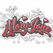 Mary-Jane red Heart Graffiti Aufkleber Sticker シール (正面)