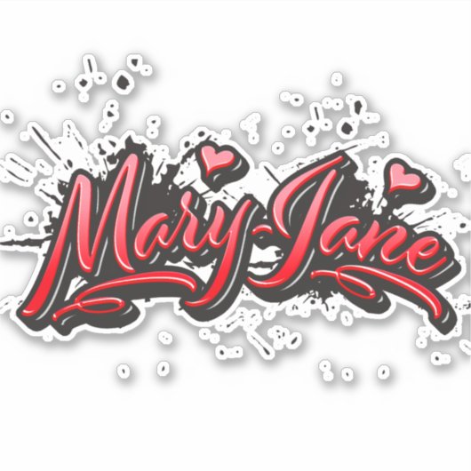 Mary-Jane red Heart Graffiti Aufkleber Sticker シール (正面)