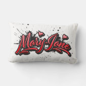 Mary-Jane red Heart Graffiti Kissen lang ランバークッション (裏面)