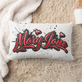 Mary-Jane red Heart Graffiti Kissen lang ランバークッション (ブランケット)
