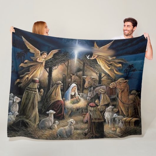 MARY、JESUS、JOSEPH in the MANGER フリースブランケット (インサイチュ)