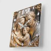 Mary, Joseph, and the infant Jesus スクエア壁時計 (傾斜)