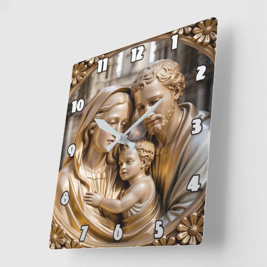 Mary, Joseph, and the infant Jesus スクエア壁時計 (傾斜)