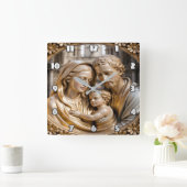 Mary, Joseph, and the infant Jesus スクエア壁時計 (ホーム)
