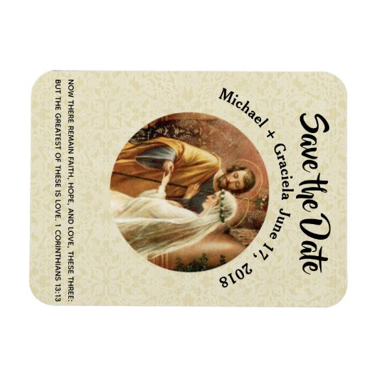 Mary Joseph Catholic SAVE THE 結婚 DATE's マグネット (横)
