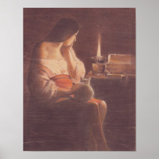 Mary Magdalene and the cat Georges de La Tour ポスター