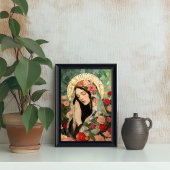 Mary Magdalene Floral Roses Mosaic Art ポスター