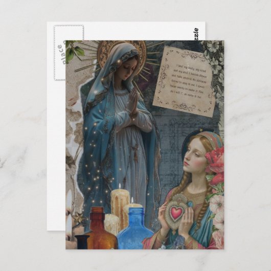 Mary Mixed Media Collage ポストカード (正面/裏面)