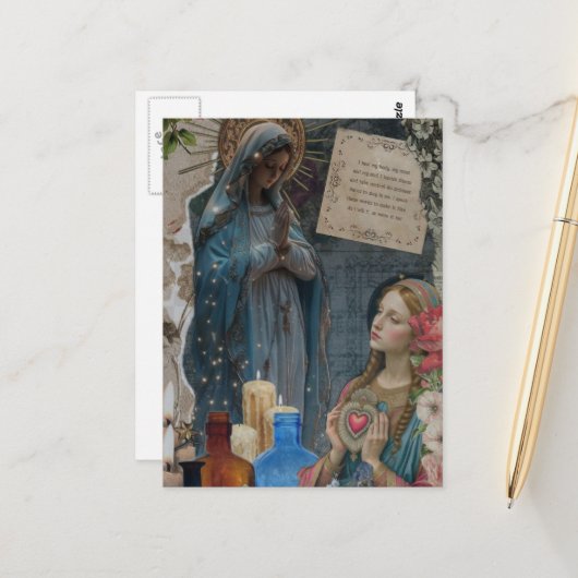 Mary Mixed Media Collage ポストカード (正面/裏面インサイチュ)